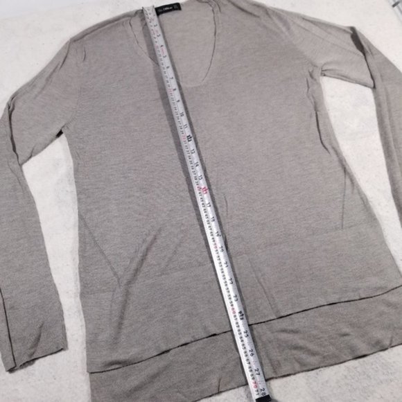 ZaraKnit Grey V-Neck Lightweight Knit Sweatshirt - Picture 7 of 7